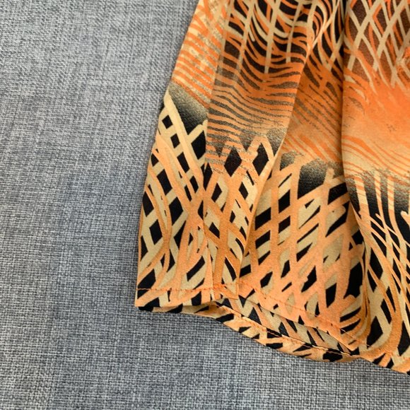 Dressbarn Unique Beautiful Sleeveless Top Abstract Art Small Orange tan Black - Picture 5 of 11